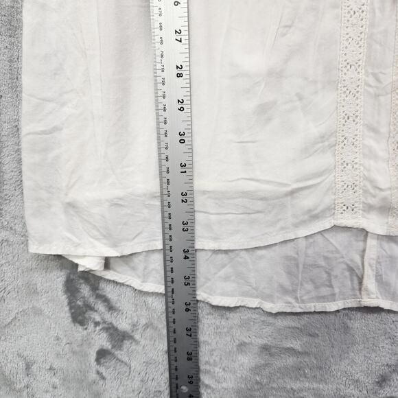 Volcom Dress Womens L Cream Starfish Sleeveless Cotton Gauze V-Back Zip Western - Picture 12 of 13